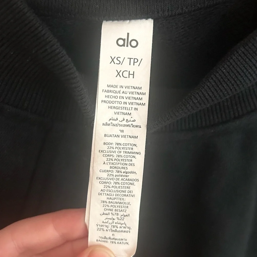 Alo Yoga Heavy Weight Free Time Crew Neck Pullover - Black Size XS NWT
